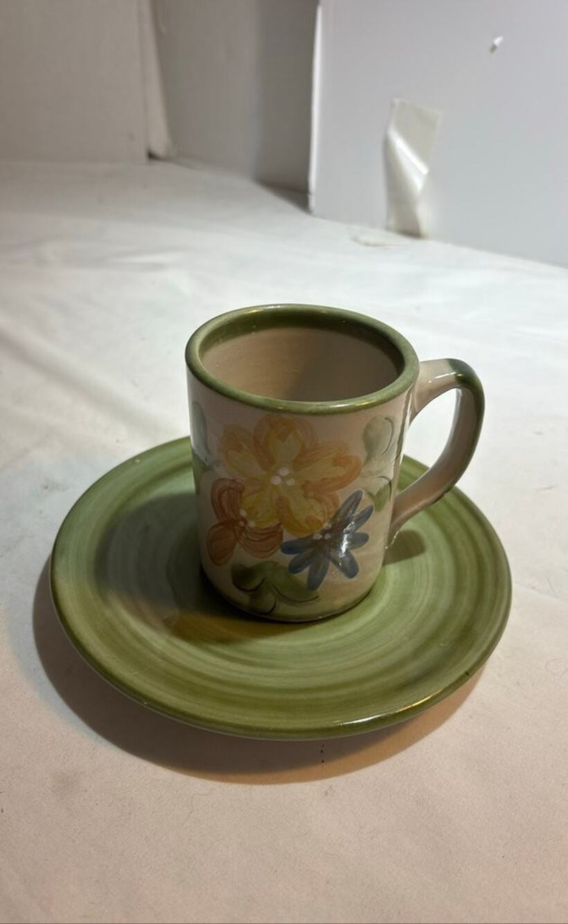 Louisville Stoneware Floral Mug and Saucer Set